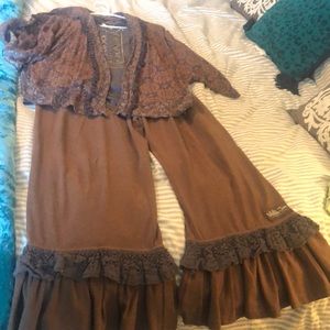 Matilda Jane Paint By Numbers Ruffles with matching Knox Rose tank and cardigan